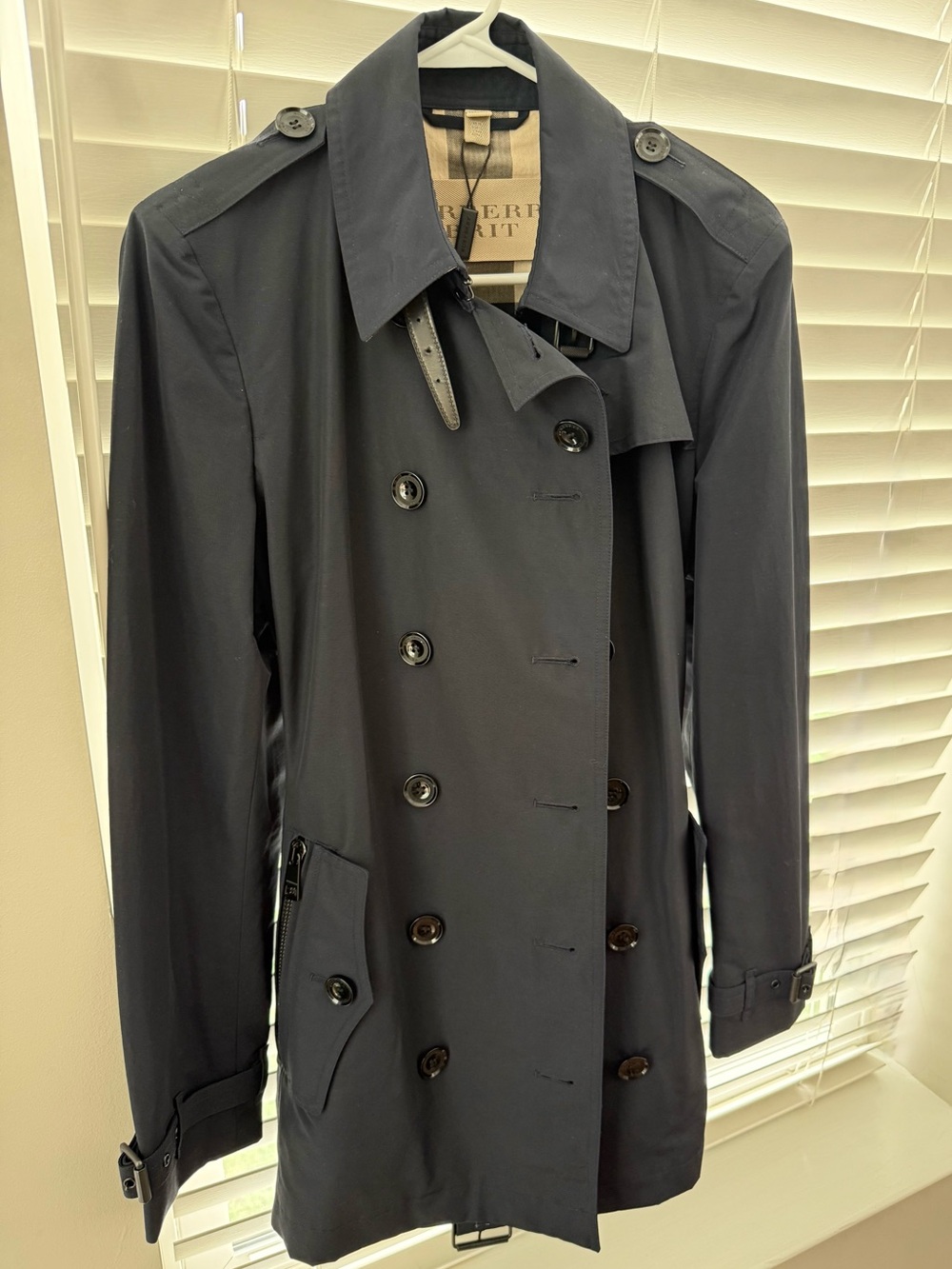 Burberry Navy Double-Breasted Trench Coat
